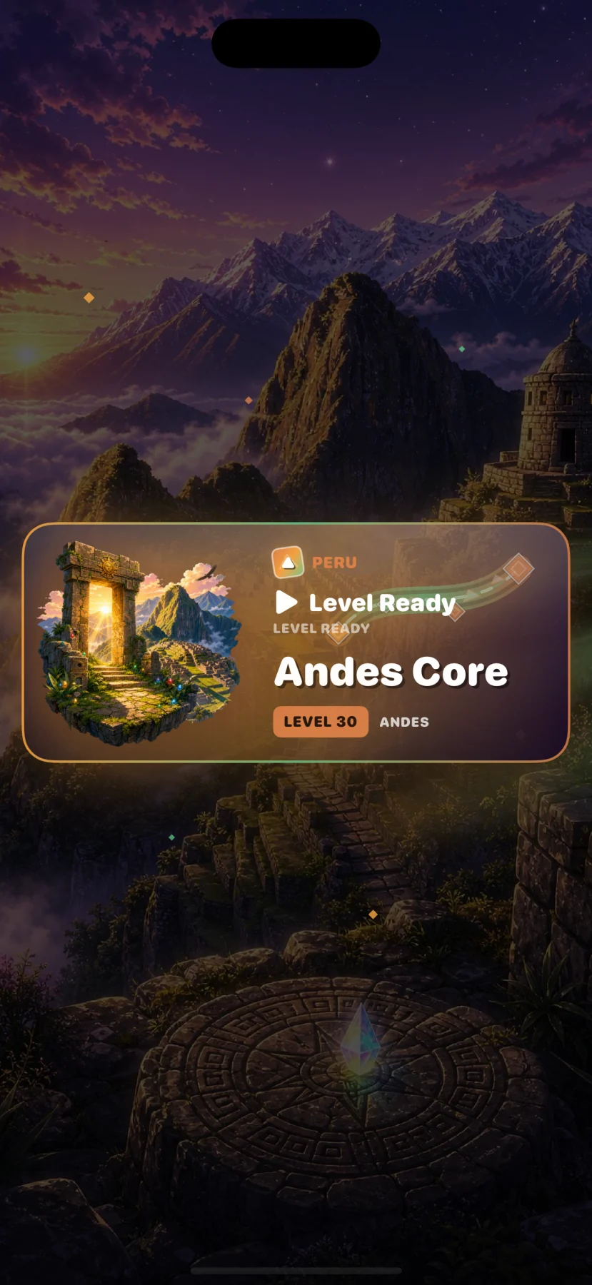 Andes Core level ready screen set in Peru